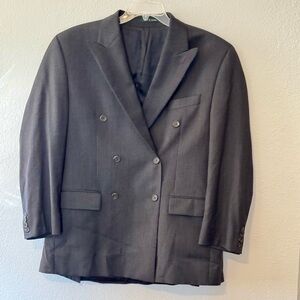 Ralph Lauren Gray Wool Cashmere Double Breasted Notched Lapel Blazer Jacket 42R